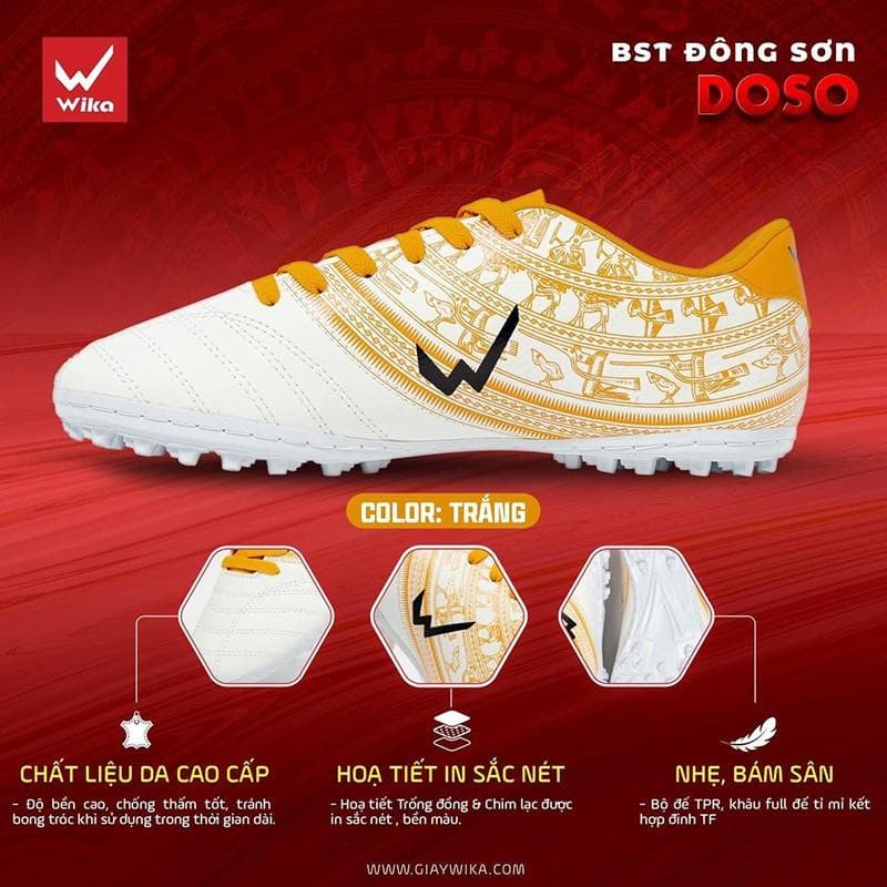 GIÀY BÓNG ĐÁ  DOSO WIKA - TRẮNG