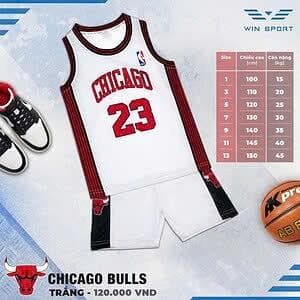 QA BÓNG RỔ WINSPORT TRẺ EM(1-9) - TRẮNG CHICAGO