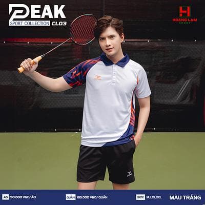 ÁO CẦU LÔNG PEAK CL03 ( SIZE NAM )  - TRẮNG