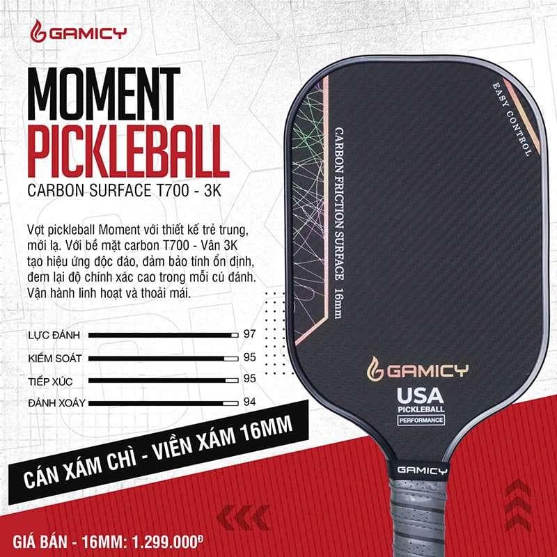 Vợt Pickleball Gamicy Moment (16mm) - CAM XÁM