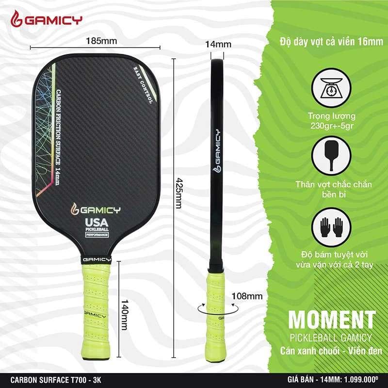 Vợt Pickleball Gamicy Moment (14mm) - CÁN CHUỐI