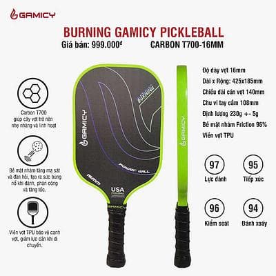 Vợt Pickleball Gamicy Burning T700 (16mm)