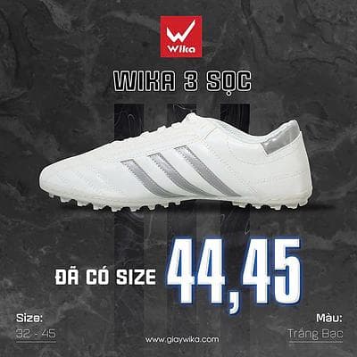 Giày 3 sọc wika TE - TRẮNG SỌC BẠC