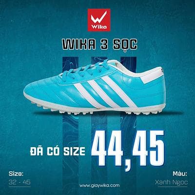 Giày 3 sọc wika TE - XANH NGỌC