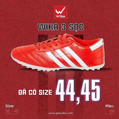 Giày 3 sọc wika TE - ĐỎ