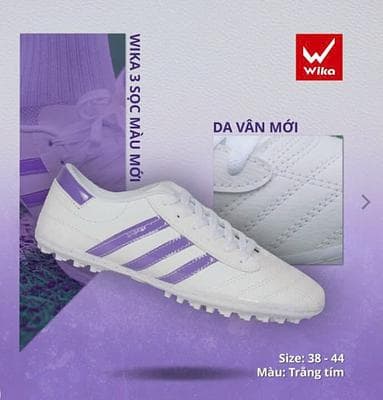 Giày 3 sọc wika TE - TRẮNG SỌC TÍM
