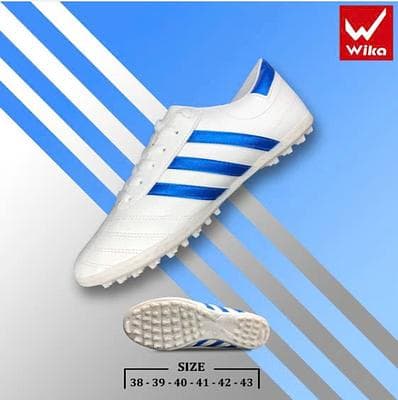 Giày 3 sọc wika TE - TRẮNG SỌC XANH