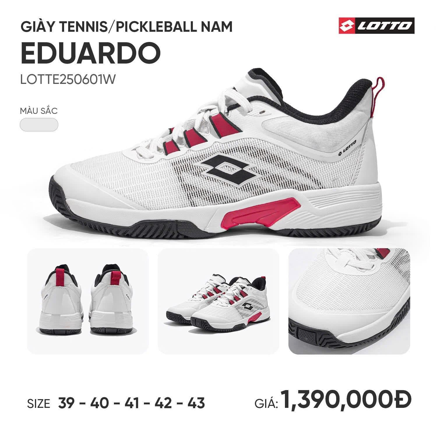 Giày Pickleball Lotto EDUARDO - WHITE/BLACK