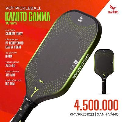 Vợt Pickleball Kamito Gamma 16mm - XANH VÀNG