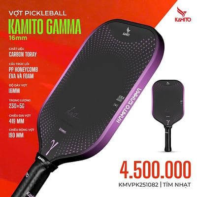 Vợt Pickleball Kamito Gamma 16mm - TÍM NHẠT