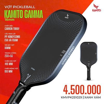 Vợt Pickleball Kamito Gamma 14mm - XANH XÁM