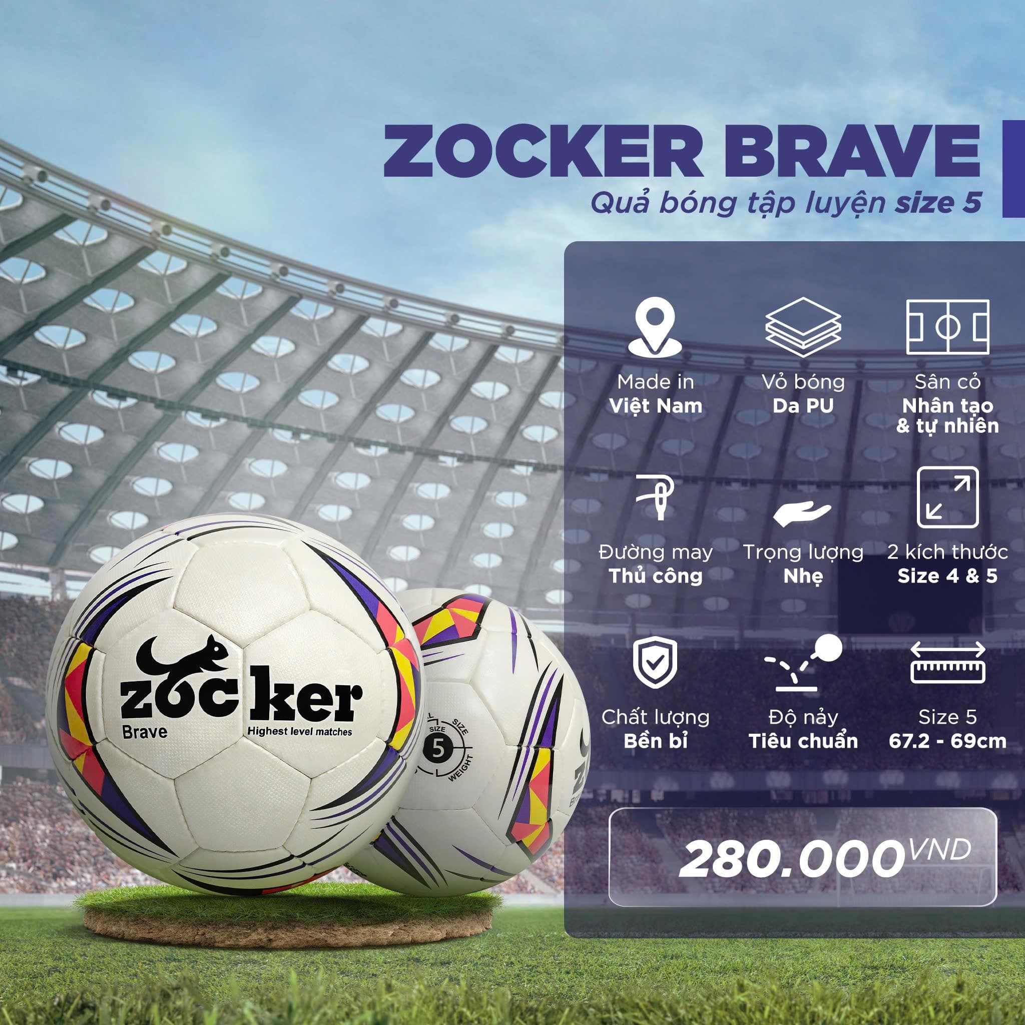 Bóng zocker Brave - TRẮNG 