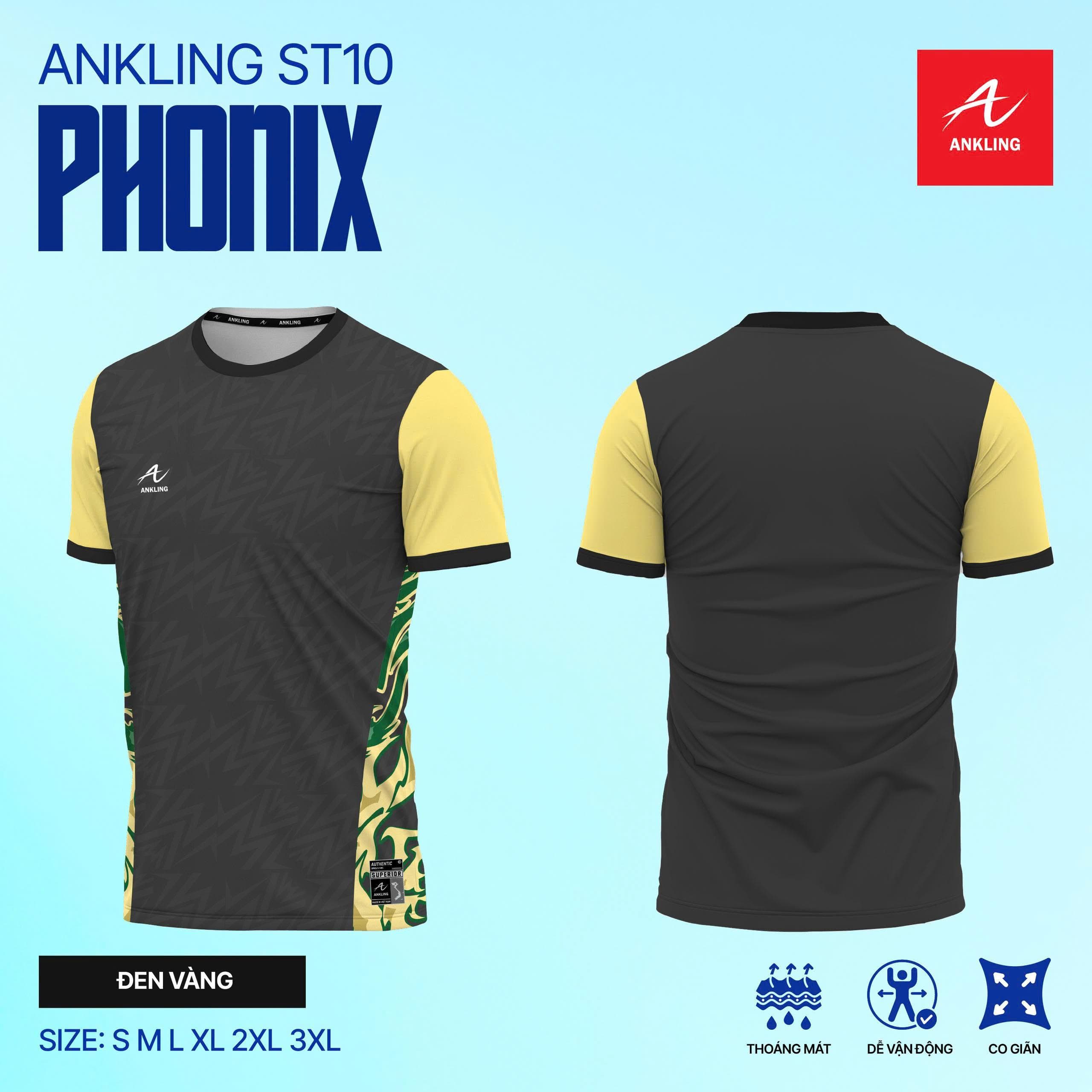 Quần Áo Bóng Đá PHONIX - Màu Đen Vàng