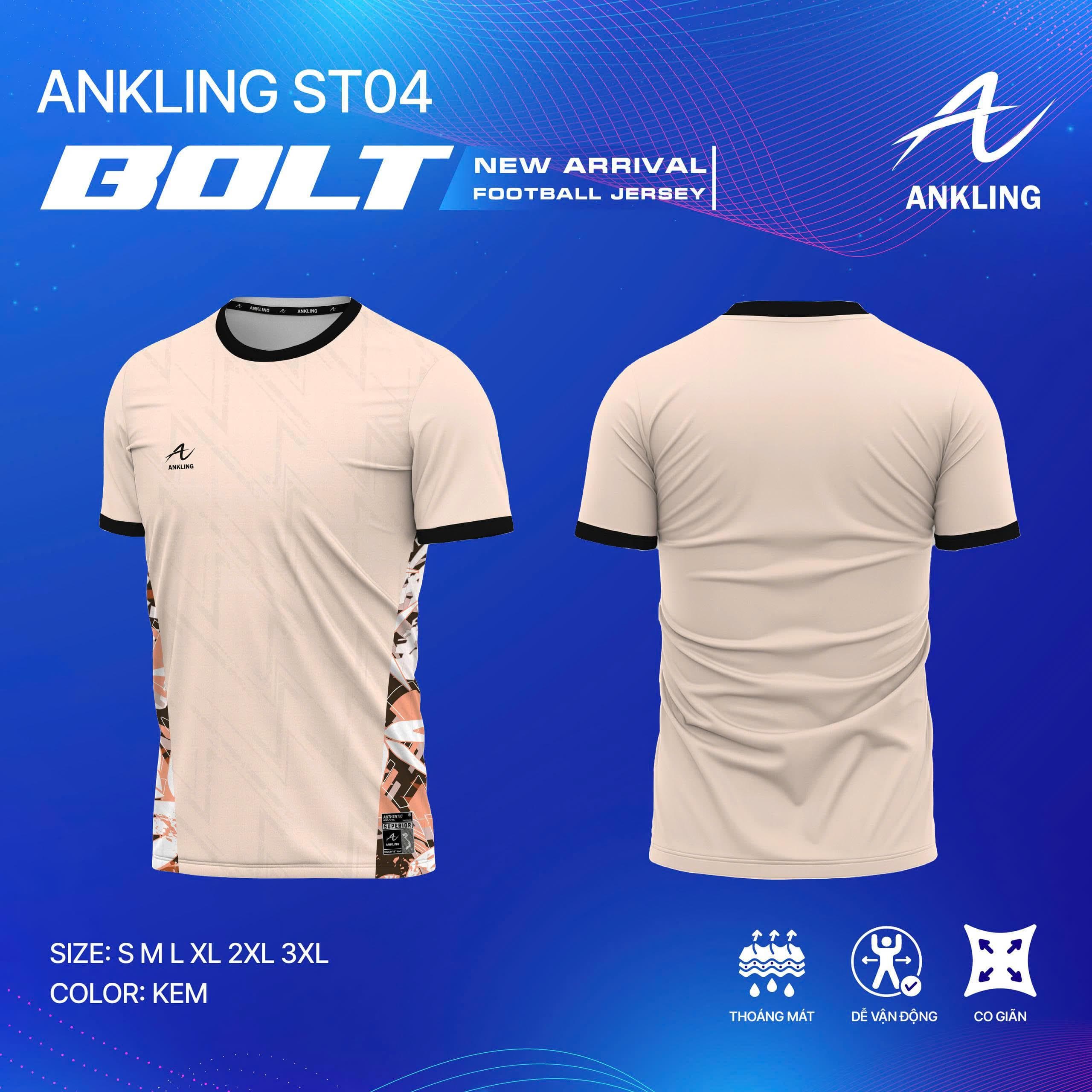 Quần Áo Bóng Đá BOLT - Màu Kem