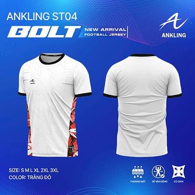 Quần Áo Bóng Đá BOLT - Màu Trắng Đỏ