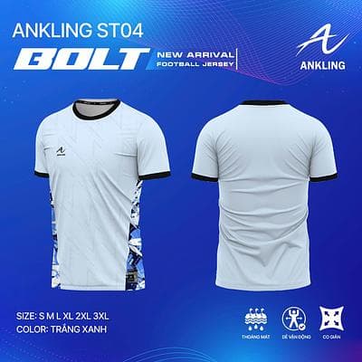Quần Áo Bóng Đá BOLT - Màu Trắng Xanh
