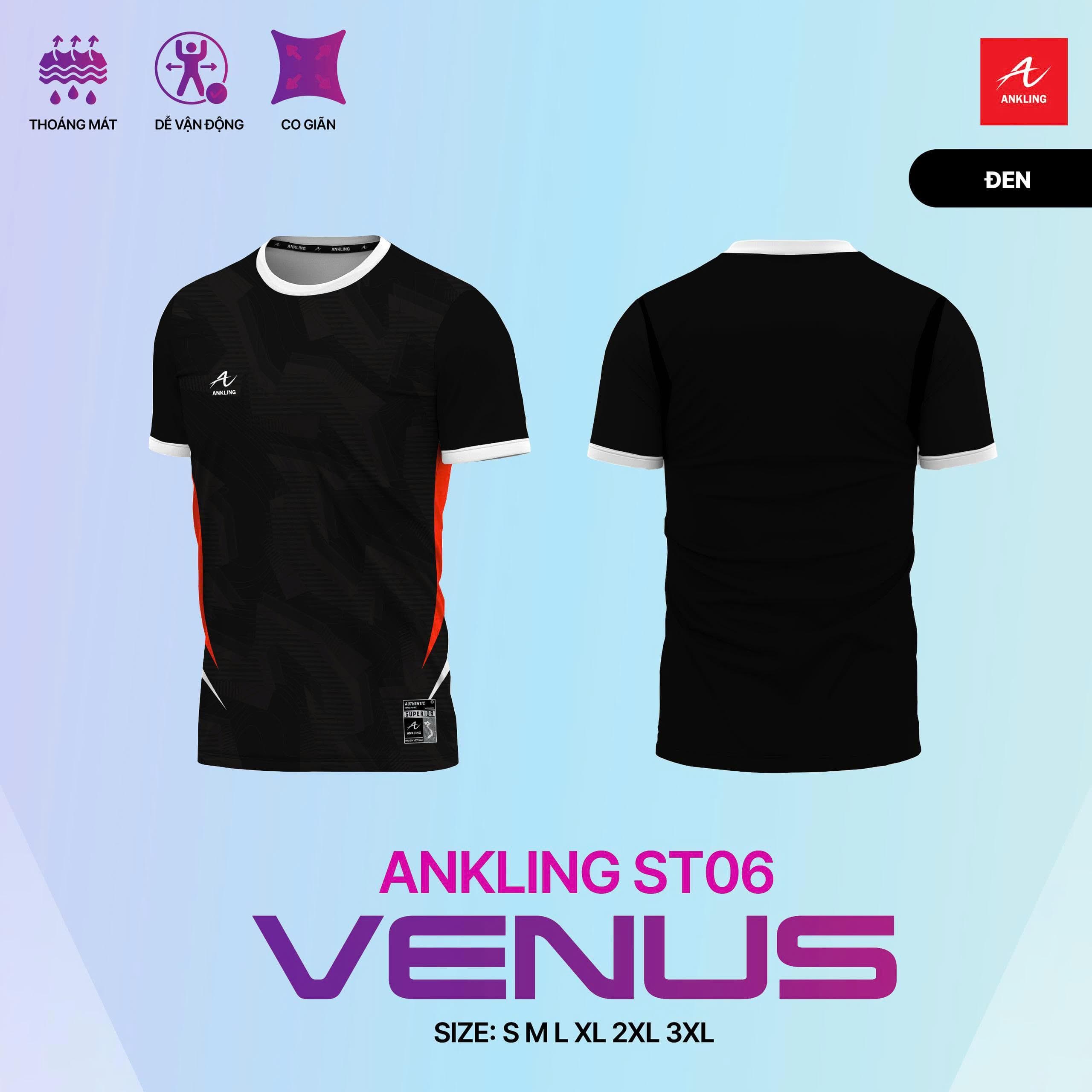 Quần Áo Bóng Đá VENUS - Màu Đen