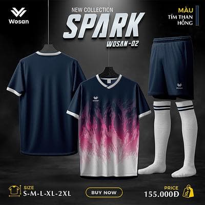 Quần Áo Bóng Đá SPARK - Tím Than-Hồng