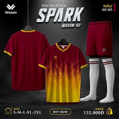 Quần Áo Bóng Đá SPARK - Đỏ Đô