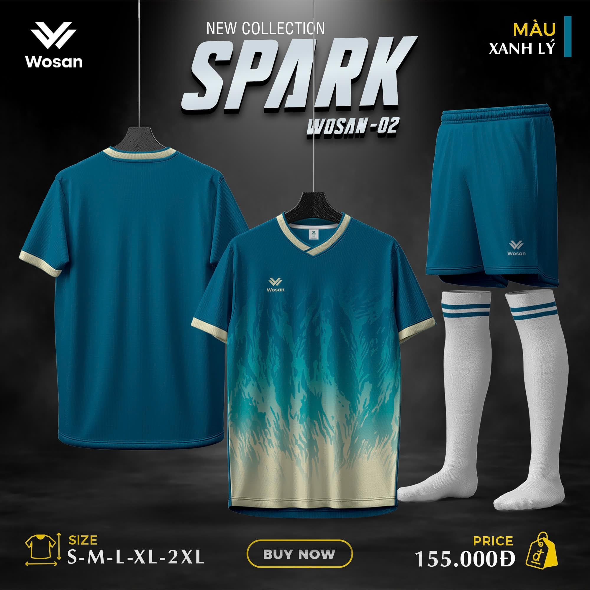 Quần áo bóng đá wosan SPARK - XANH LÝ
