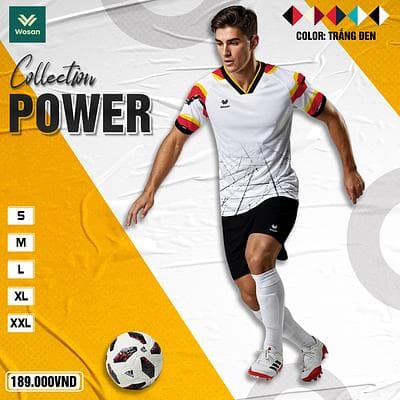 Quần Áo Bóng Đá POWER - Trắng Đen