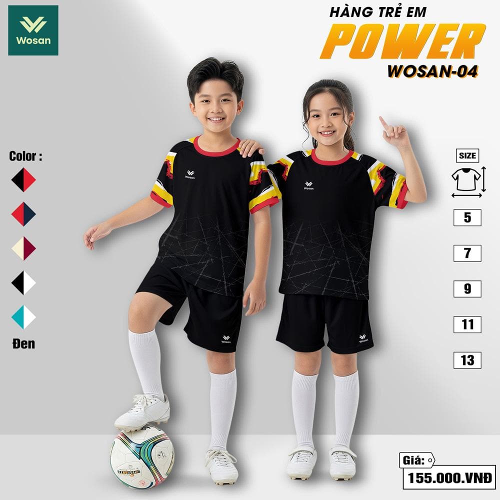 Quần Áo Bóng Đá POWER Trẻ Em - Đen