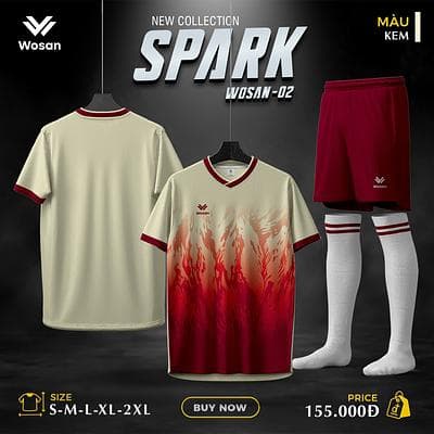 Quần áo bóng đá wosan SPARK - KEM