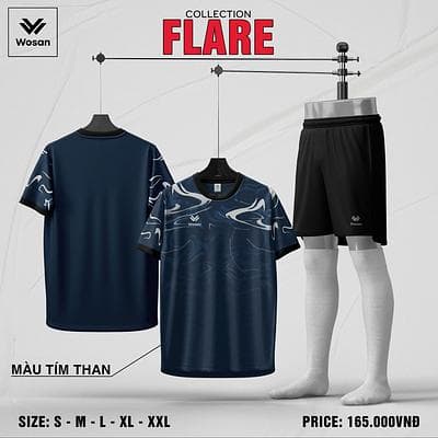 Quần áo bóng đá wosan Flare - TÍM THAN