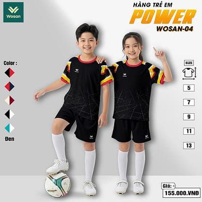 Quần áo bóng đá trẻ em Power - ĐEN