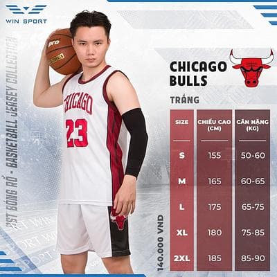 QUẦN ÁO BÓNG RỔ WIN SPORT - TRẮNG CHICAGO
