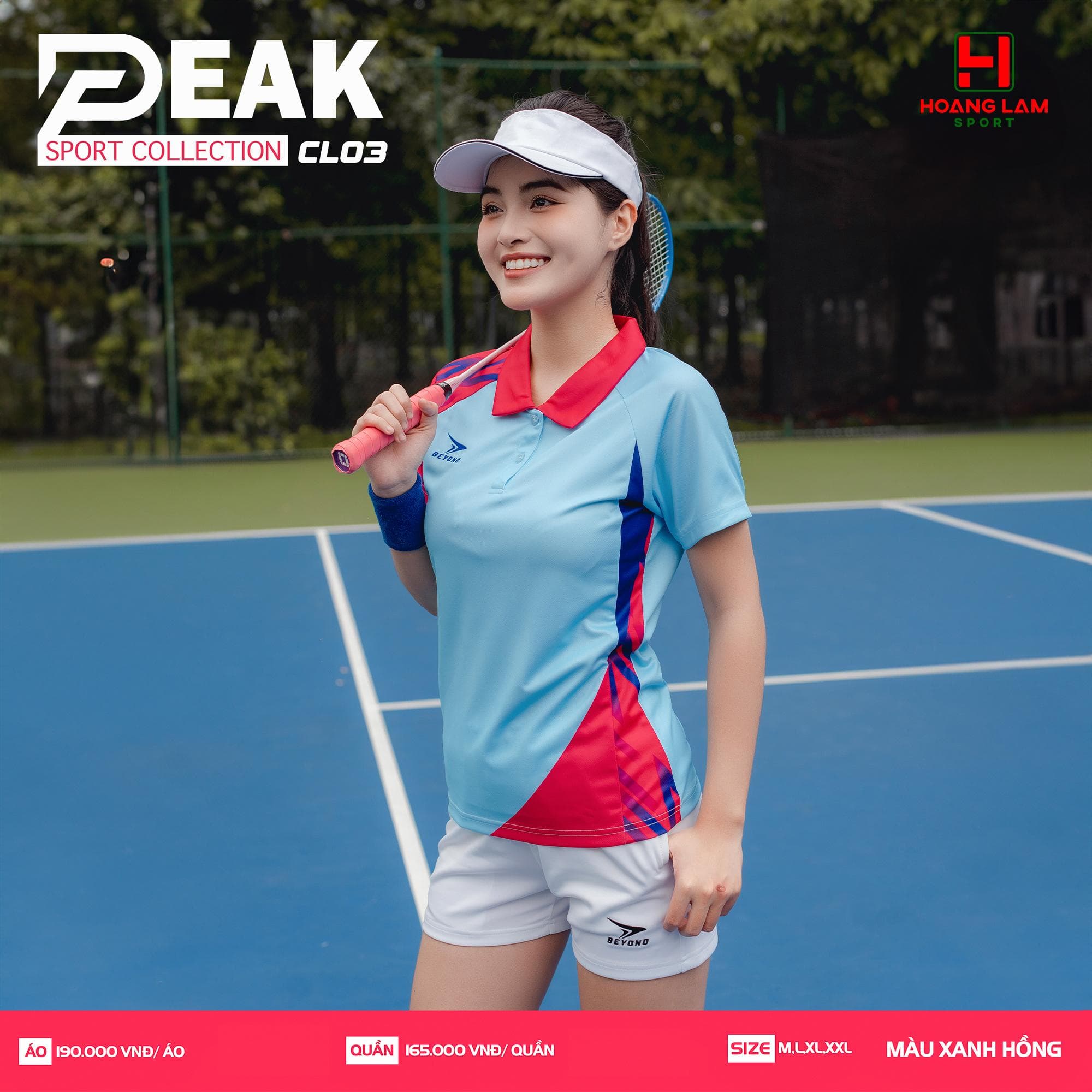 ÁO CẦU LÔNG PEAK CL03 ( SIZE NỮ) - XANH HỒNG