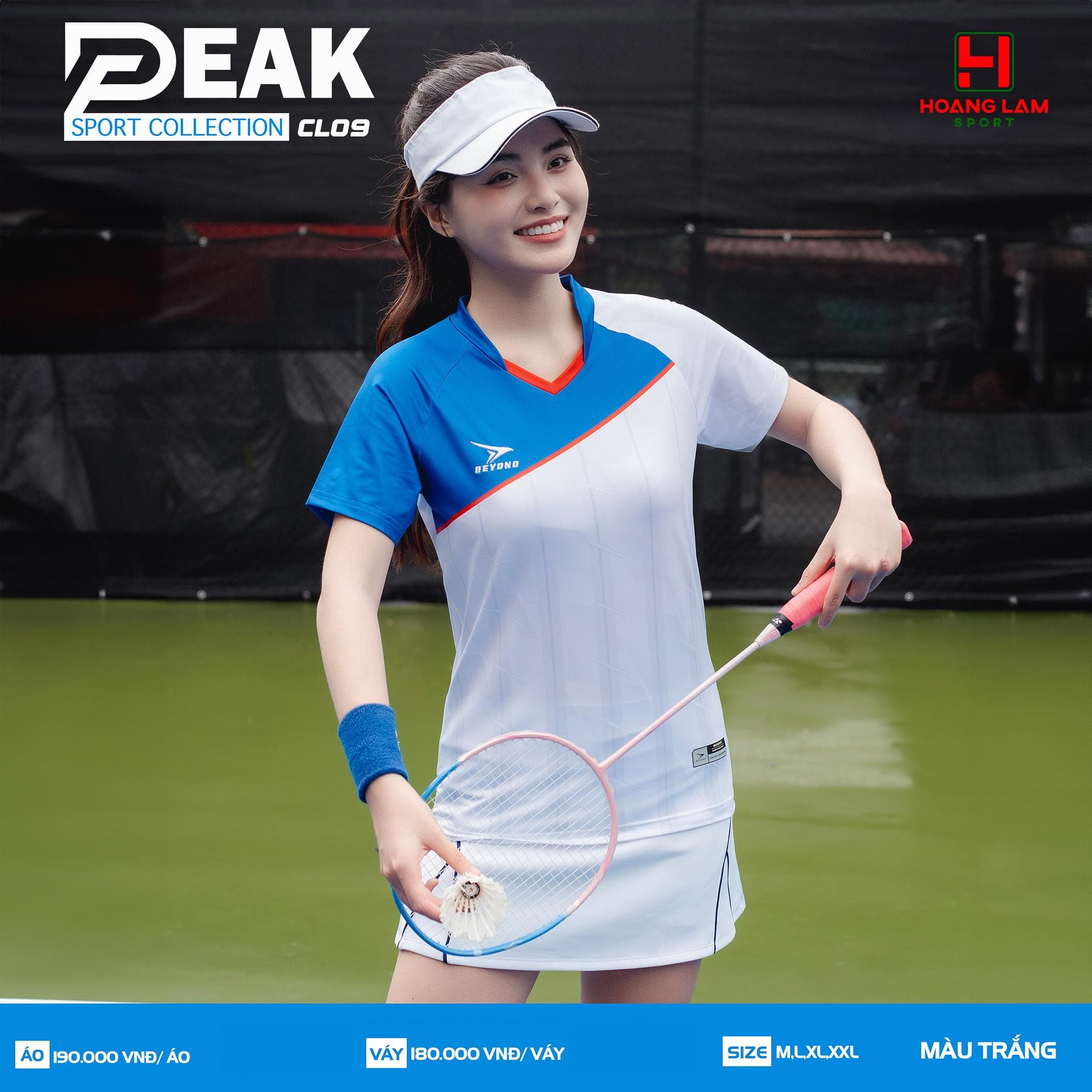 ÁO CẦU LÔNG PEAK CL09 (SIZE NỮ) - TRẮNG