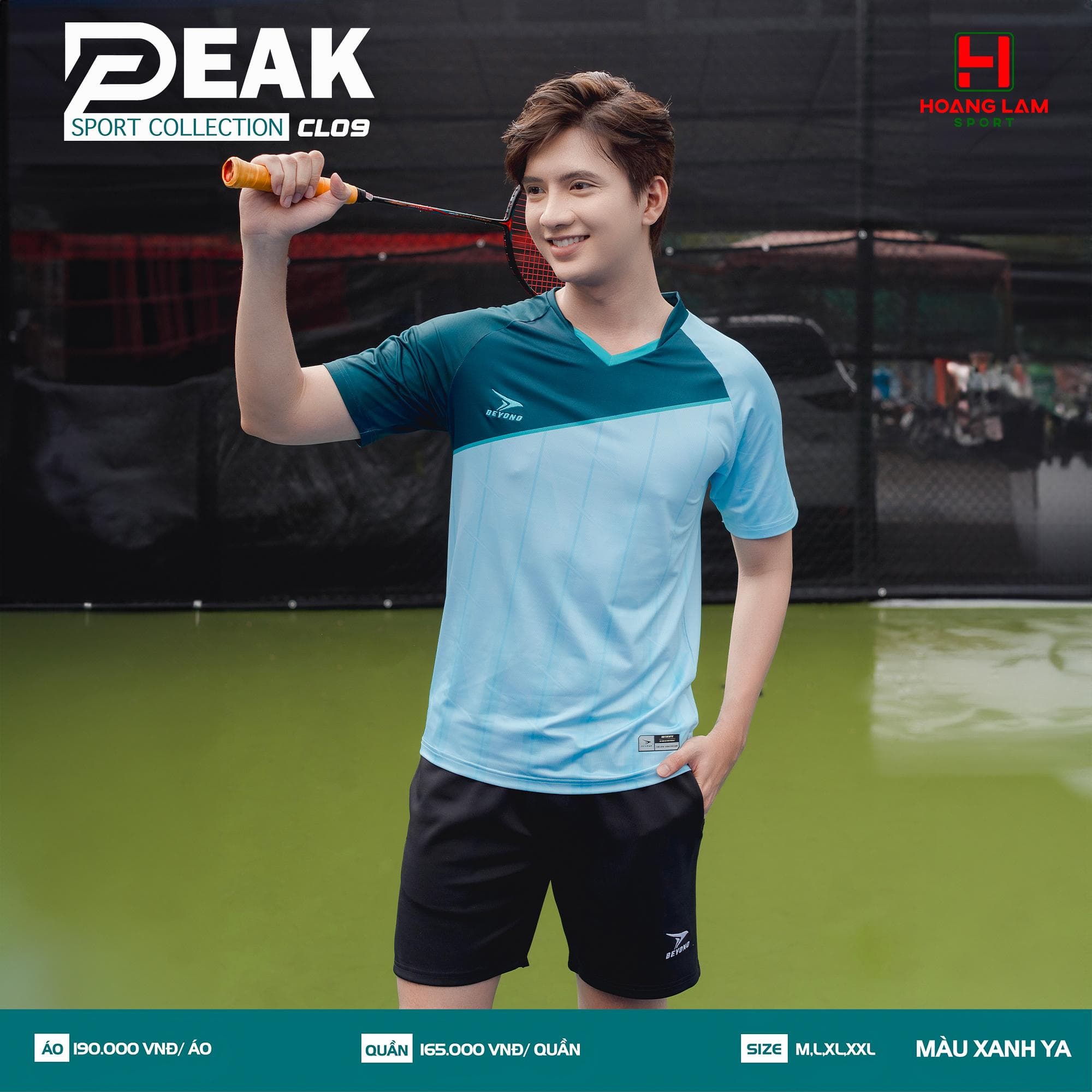 ÁO CẦU LÔNG PEAK CL09 ( SIZE NAM) - XANH DA