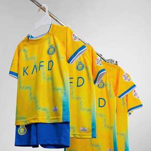 Green double couch with wooden legs